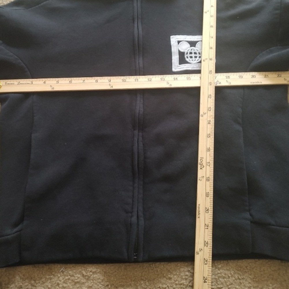 Disney World Authentic Original Zip Up Hoodie Black Mickey Mouse Est 1971